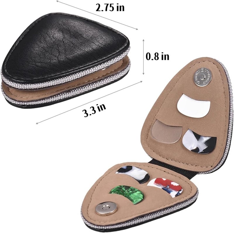 RockCheems Guitar Pick Holder Case, PU Leather Guitar Pick Bag, with 6 pcs Celluloid and 6 pcs Metal Guitar Picks - Image 3